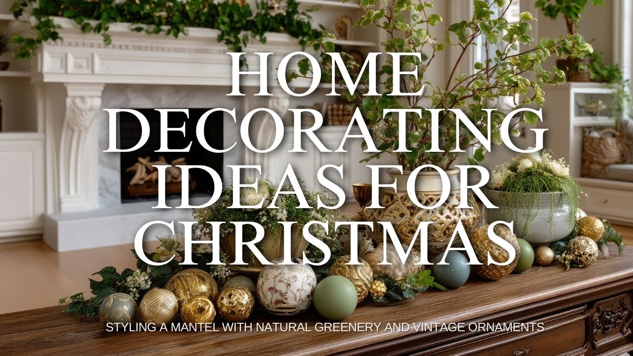Decorating Ideas for Christmas: Styling a Mantel with Natural Greenery and Vintage Ornaments