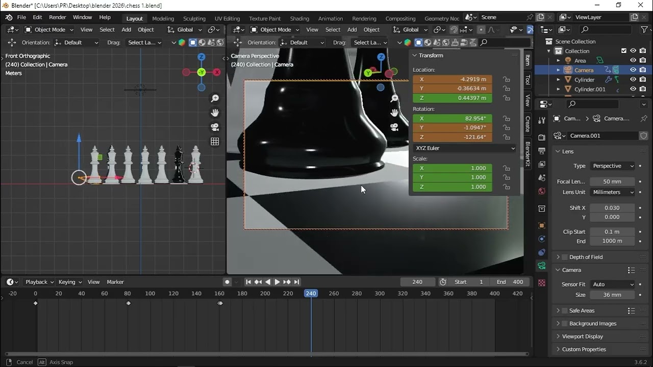 making chess animation in blender 3d