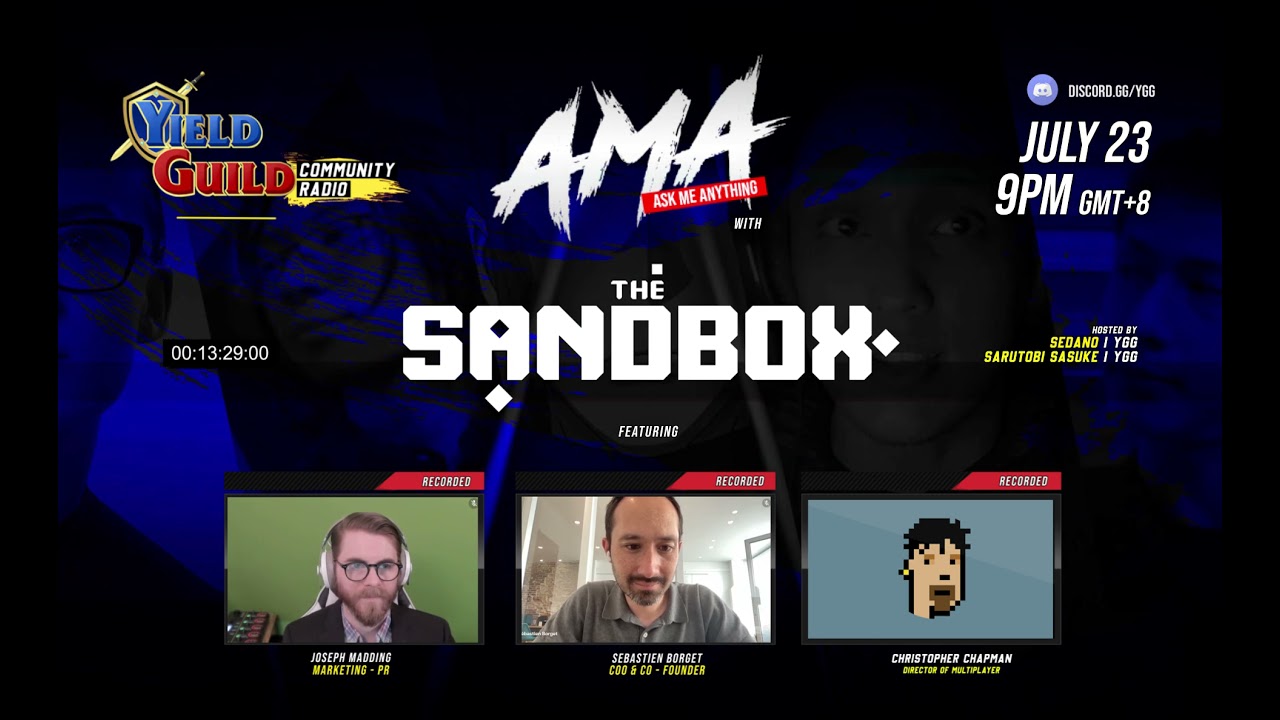 AMA: The Sandbox (featuring Sebastien Borget, Joseph Madding, & Christopher Chapman)