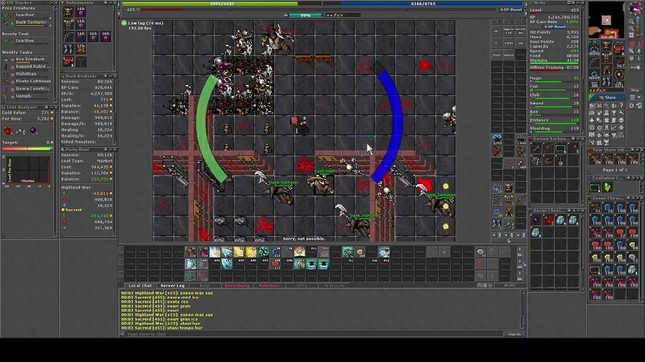 Tibia Duo Hunt EK RP 450 Inquisition Dark Torturer