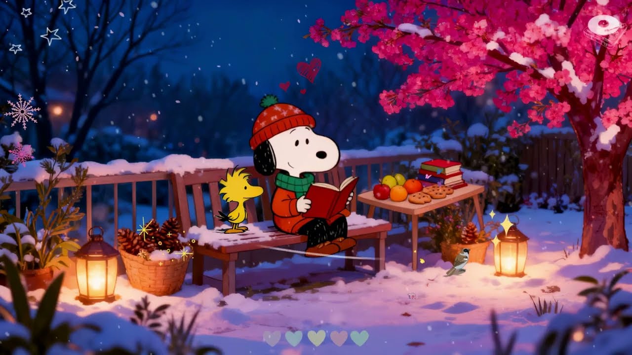 Snoopy’s Cozy Spring Evening 🌸 Warm Reading Porch Soft Lofi for Relax Study Gentle Sleep