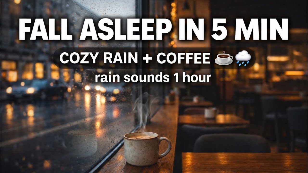 Rain Sounds for Sleep ☕ Cozy Coffee Shop Ambience (1 Hour) | Relaxing Rain ASMR