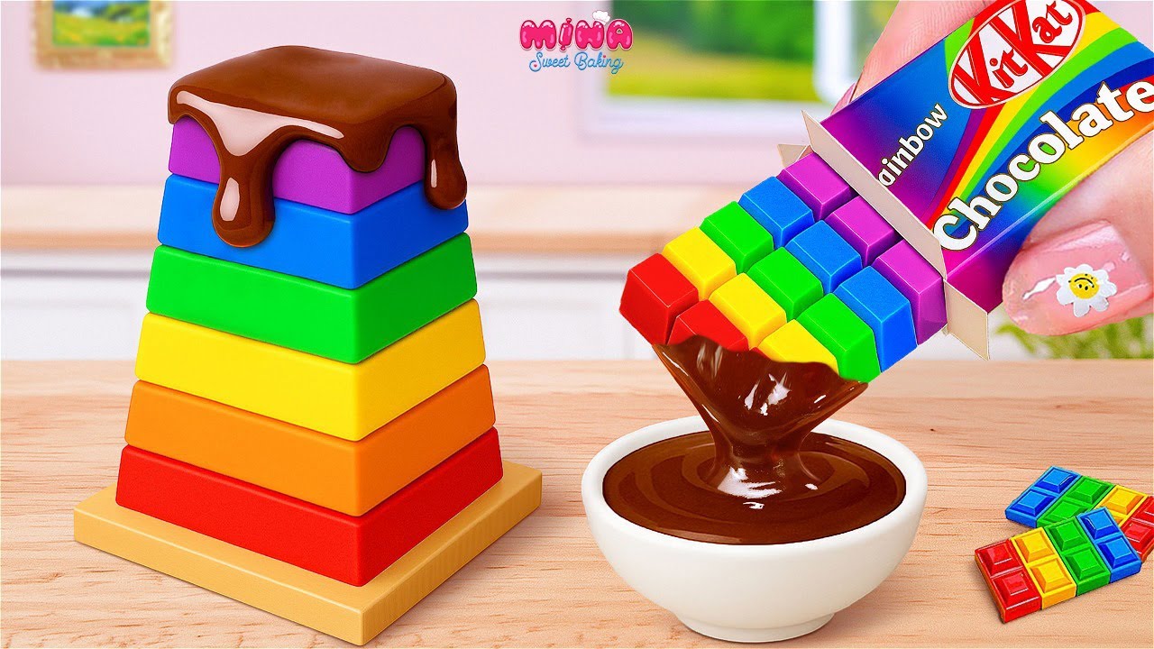 🍰Потрясающий радужный торт KitKat🍰Рецепт вкусного мини-торта «Радуга» с шоколадом | Mina Sweet Ba...