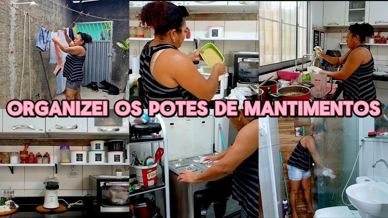 Organizando os potes de mantimentos + limpeza do banheiro ✨