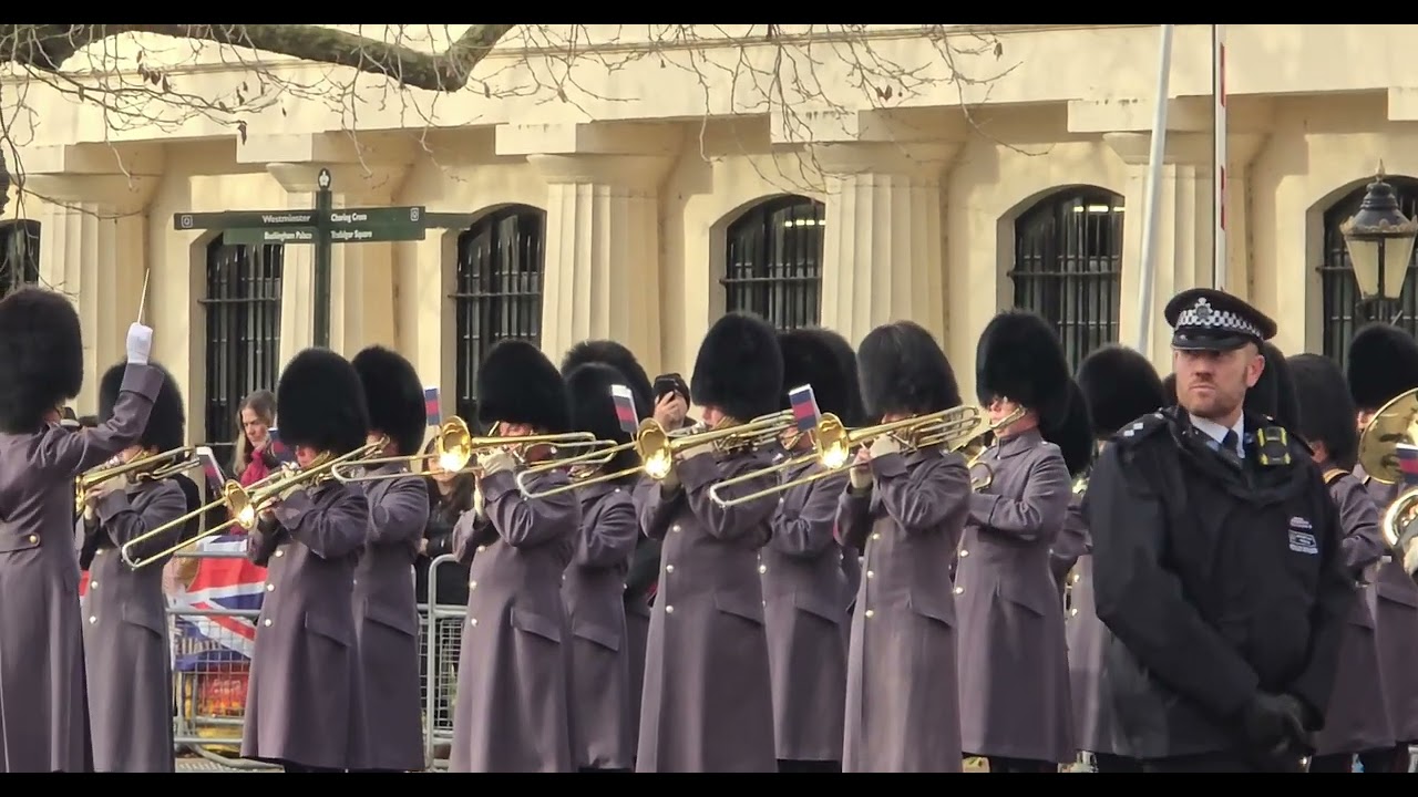 The Household Division Scots Guards play a medley tuppence, the birds a spoon full of spoon sugar