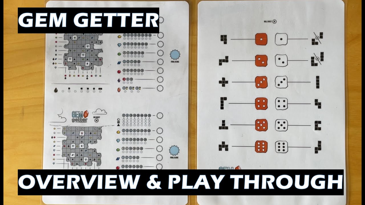 Gem Getter Overview and Play Through PnP Roll and Write board game