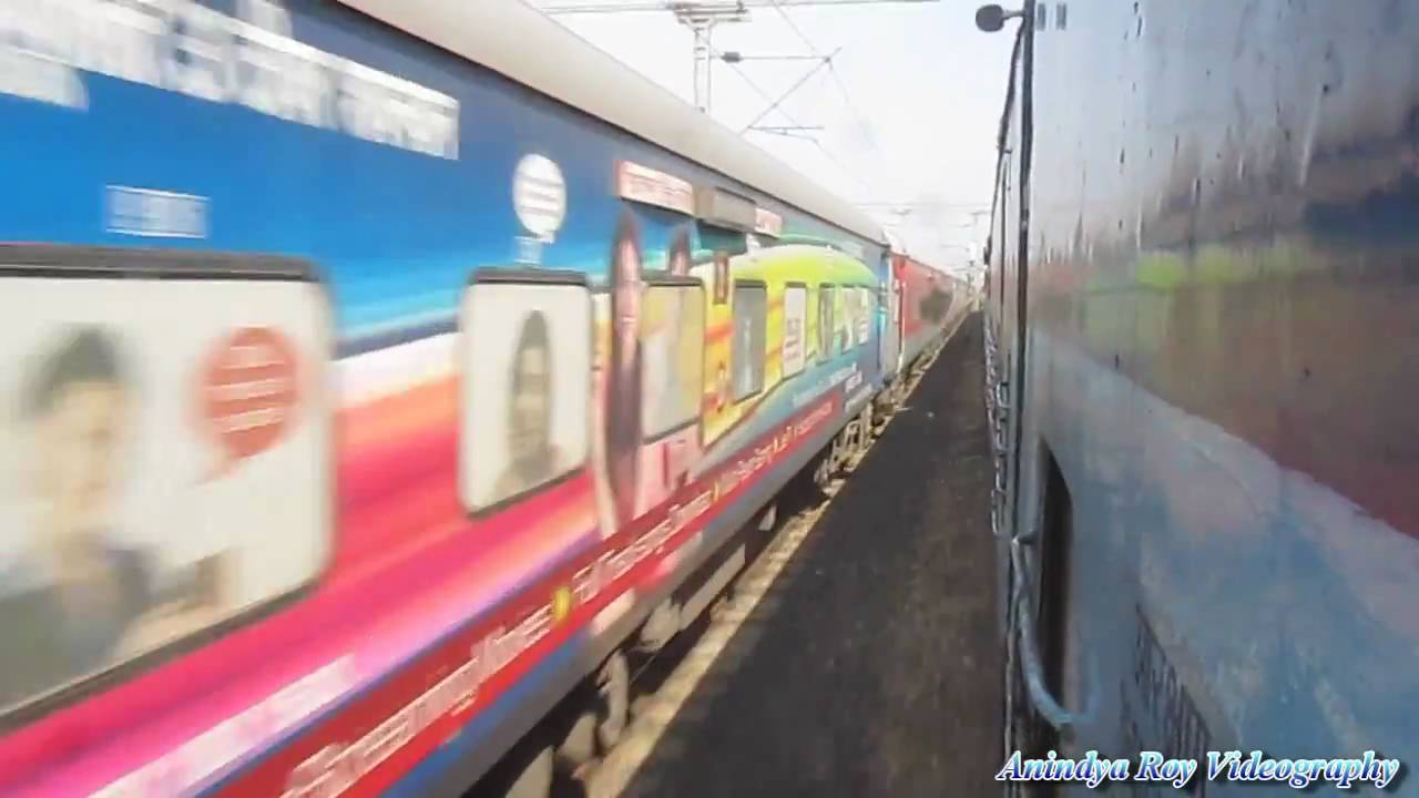 Parallel action in my 500th : Sealdah Rajdhani gracefully overtaking Coalfield