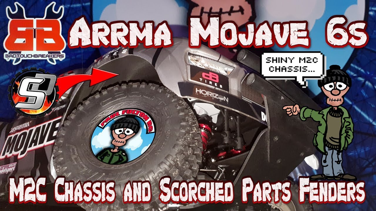 Upgrading the Arrma Mojave 6s RC. Fitting M2C Chassis, Scorched Parts Fenders. Finally happy.
