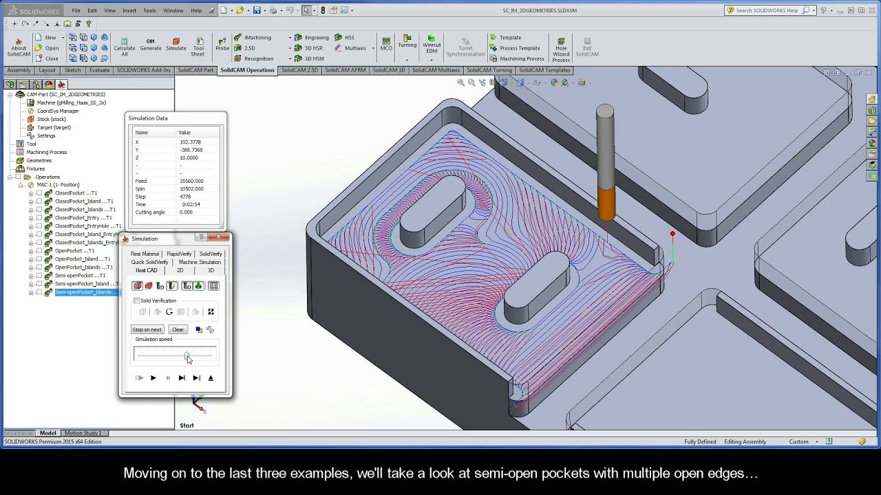 SolidCAM iMachining Getting Started - 2D Geometries: Semi-open pockets