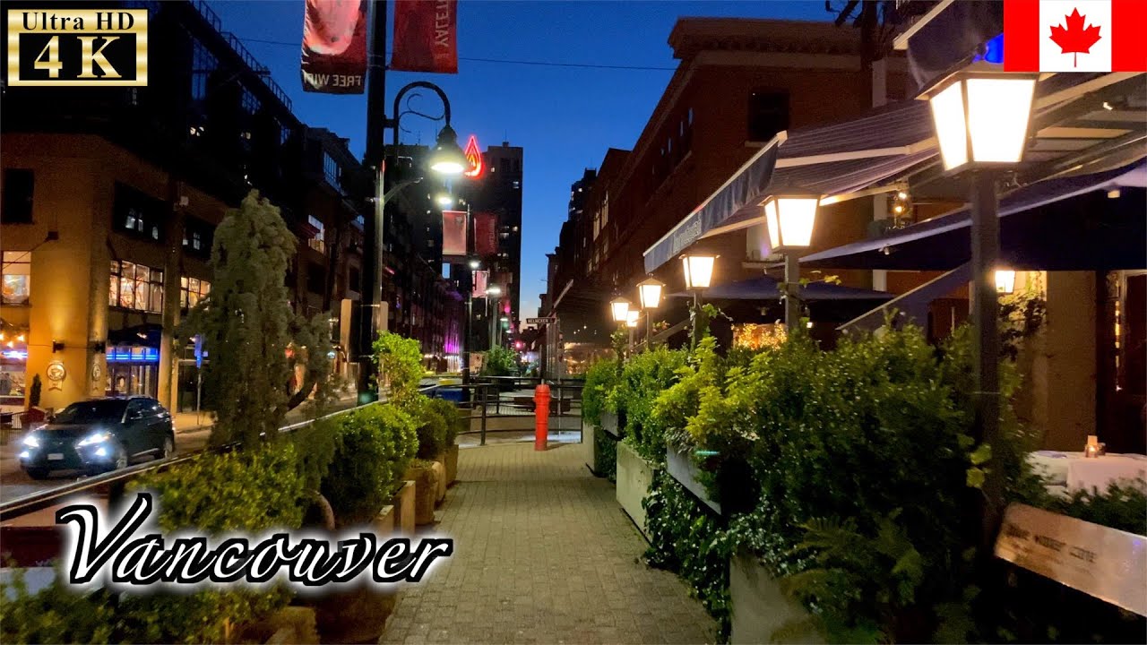 🇨🇦Vancouver Night Walk 2020 - Yaletown in Christmas Time -【4K 60fps】