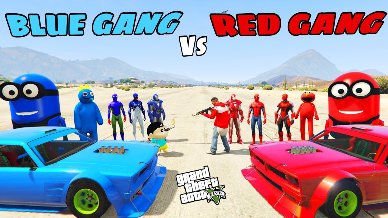 Franklin Red Gang Vs Shinchan Blue Gang in GTA 5 ! JSS GAMER