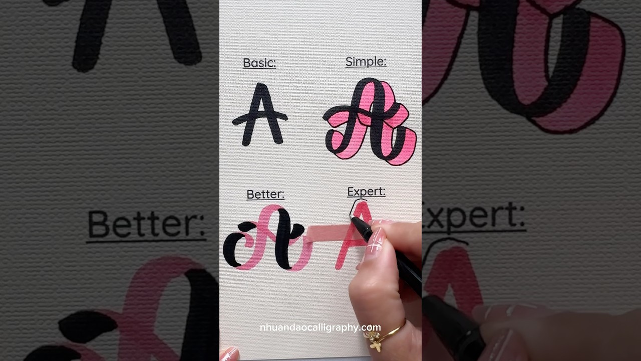 4 Stunning Lettering Styles in One Video! ✍️ #Shorts #NhuanDaoCalligraphy #handlettering