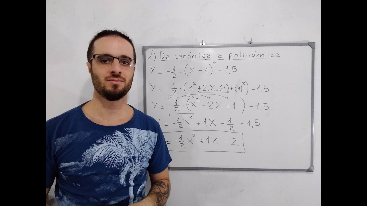 Función cuadrática. Pasaje de forma factorizada y canónica, a forma polinómica.