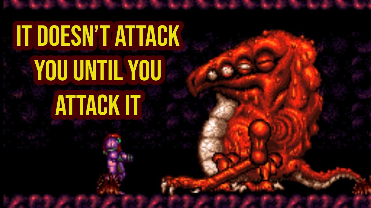 Super Metroid - Crocomire doesn't attack you until you attack it