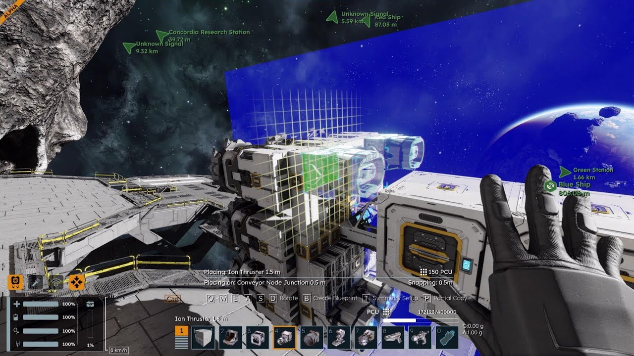 Space Engineers 2: 9 Drill Space Miner Build (No Commentary)