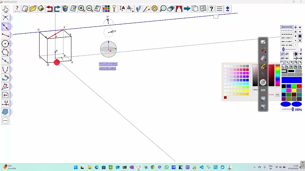 Visualiser les intersections plan-plan plan-droite droite-droite