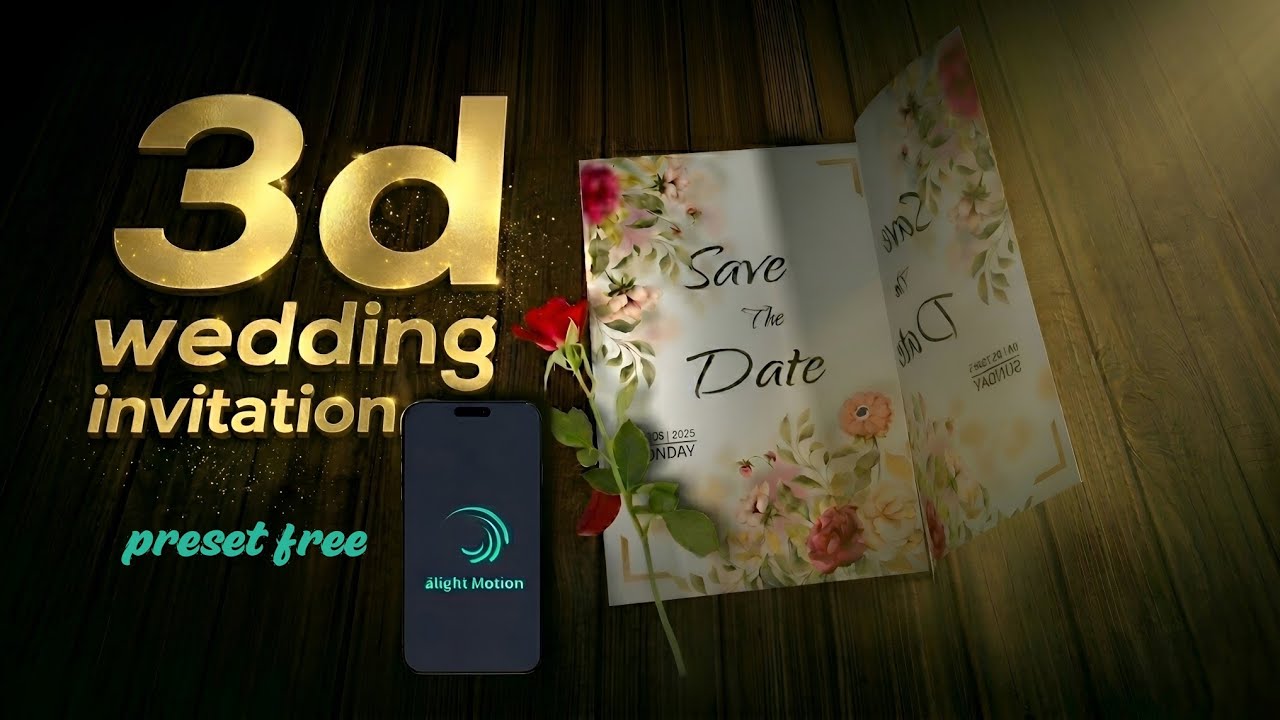 Real 3d animation in alight motion | 4k rendering | save the date video editing malayalam 2025