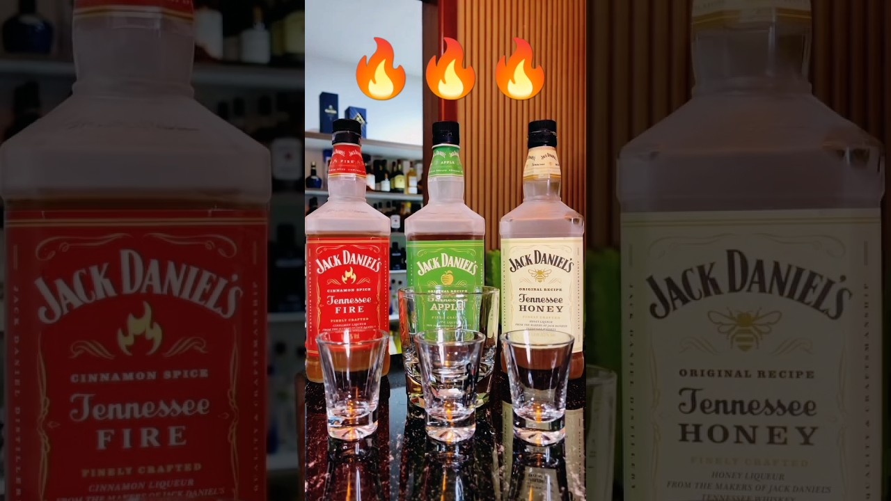 JACK DANIEL'S FIRE, APPLE, HONEY #whisky #drink #vairalvideo #jackdaniels #bar