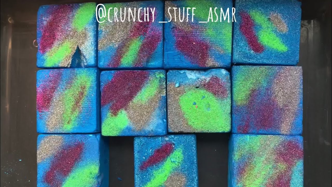 ASMR ✨🌈🦕 GYM CHALK SERIES PT3 ✨ BLUE DYED GYM CHALK ✨ REFORMED GYM CHALK BLOCKS ✨ SLEEP AID