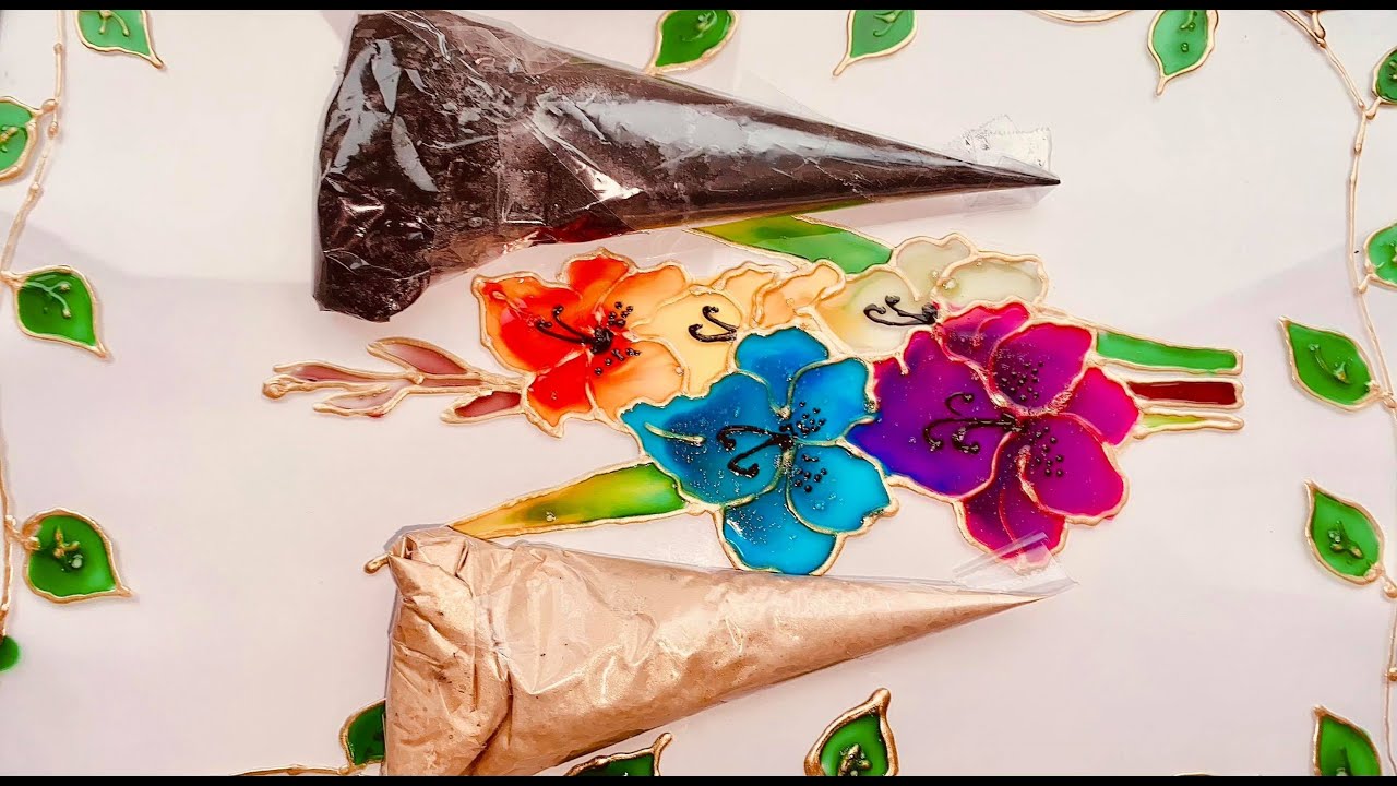 how to make your own outliner for glass painting طريقة عمل المحدد للرسم على الزجاج