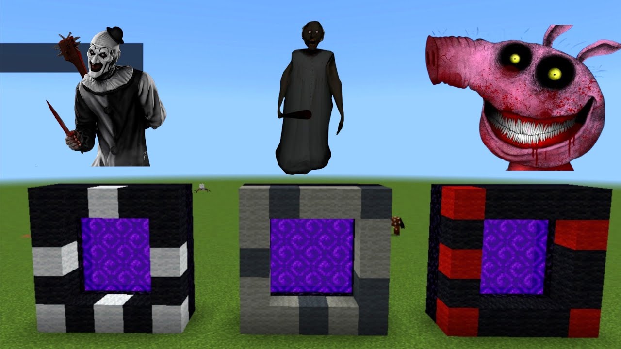 Как создать портал к ужасающему клоуну, бабушке Пеппе и обитателю в Minecraft