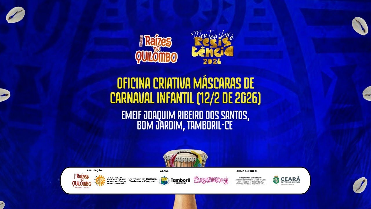 Oficina Criativa de Máscaras Carnavalescas Infantis no Bom Jardim em Tamboril-CE • 12/2 de 2026