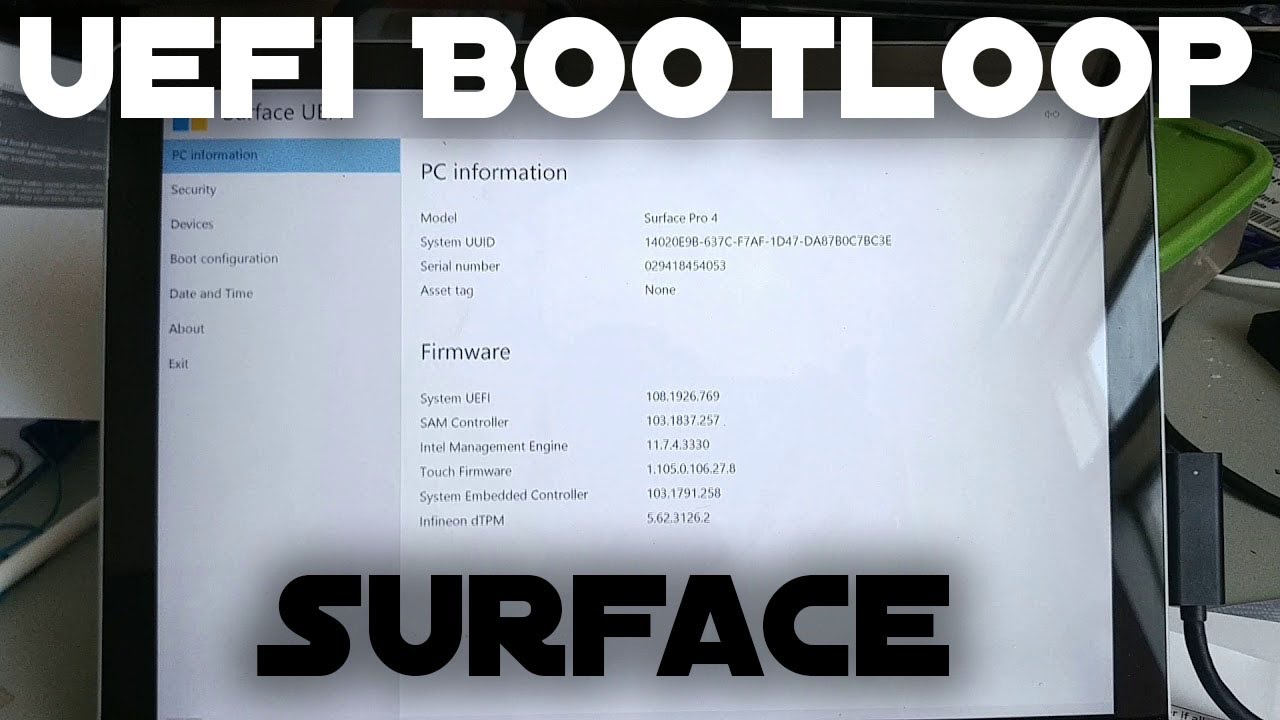 Rescue Surface Pro 4 завис в UEFI или при замене SSD