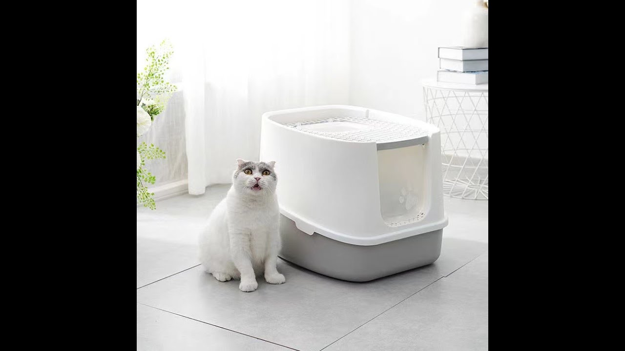Cat Litter Box Large Space Fully Enclosed  2 Convenient Doors Design