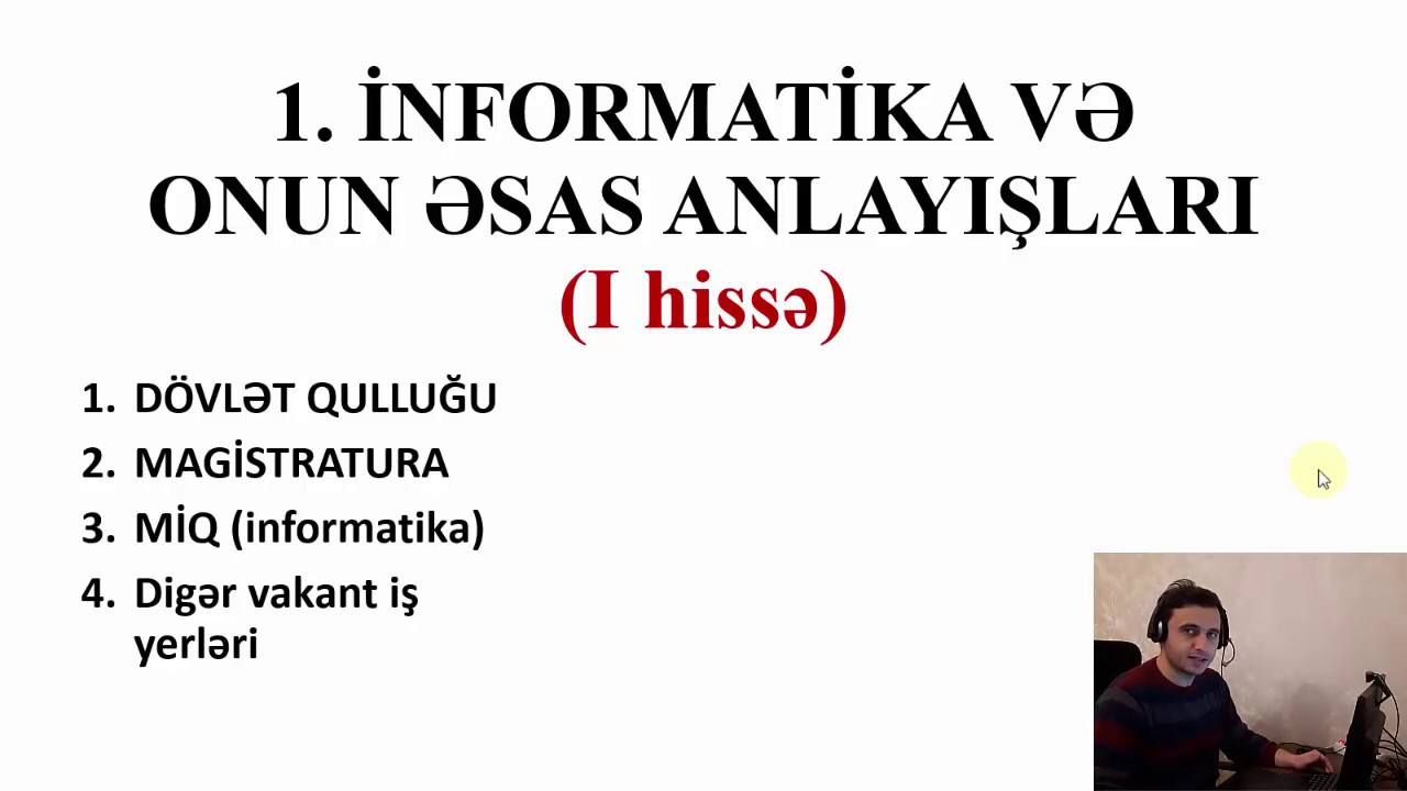 İNFORMATİKA VƏ ONUN ƏSAS ANLAYIŞLARI - Dövlət Qulluğu, Magistratura, MİQ üçün