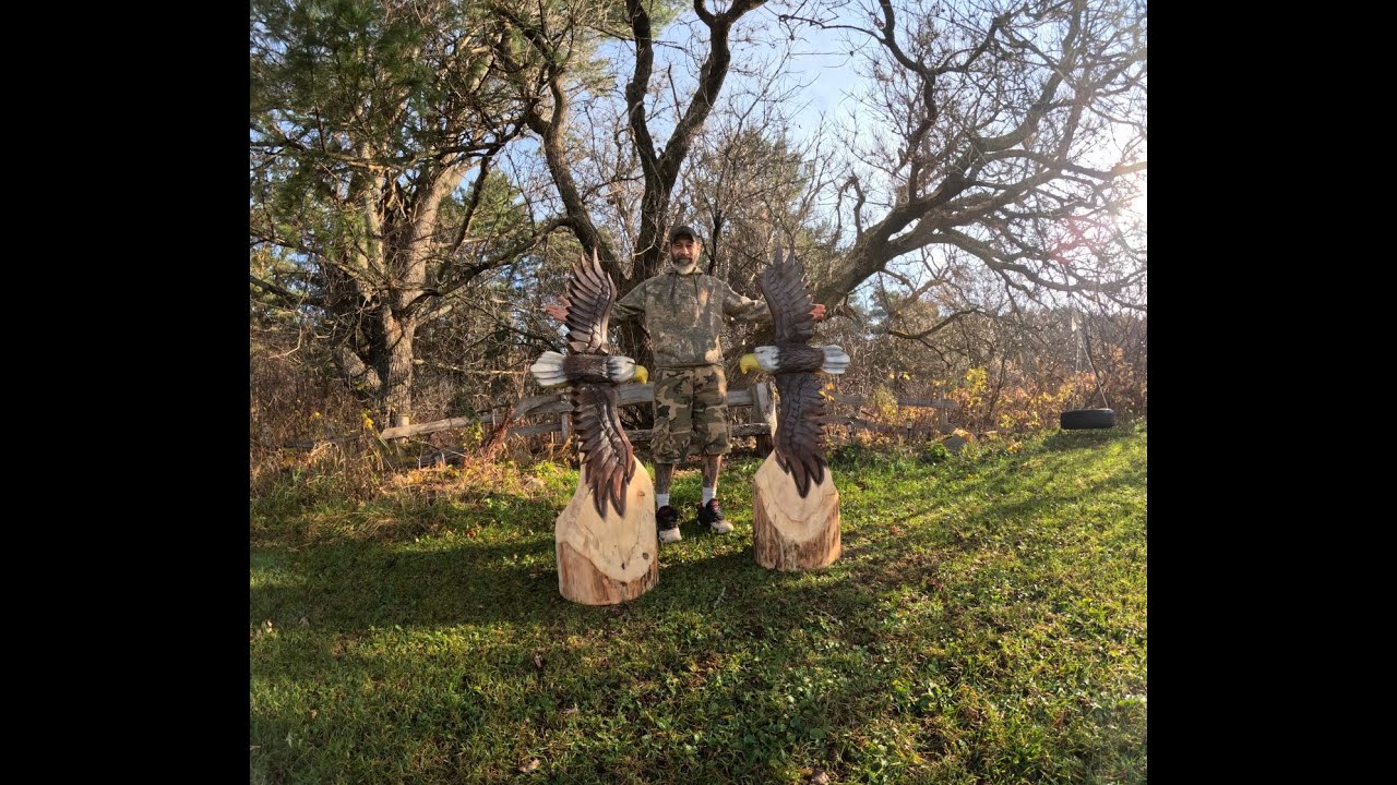 Soaring eagle chainsaw carvings