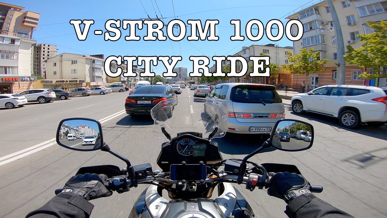 2015 Suzuki V-Strom 1000, No music, Raw sound, City riding [2K]