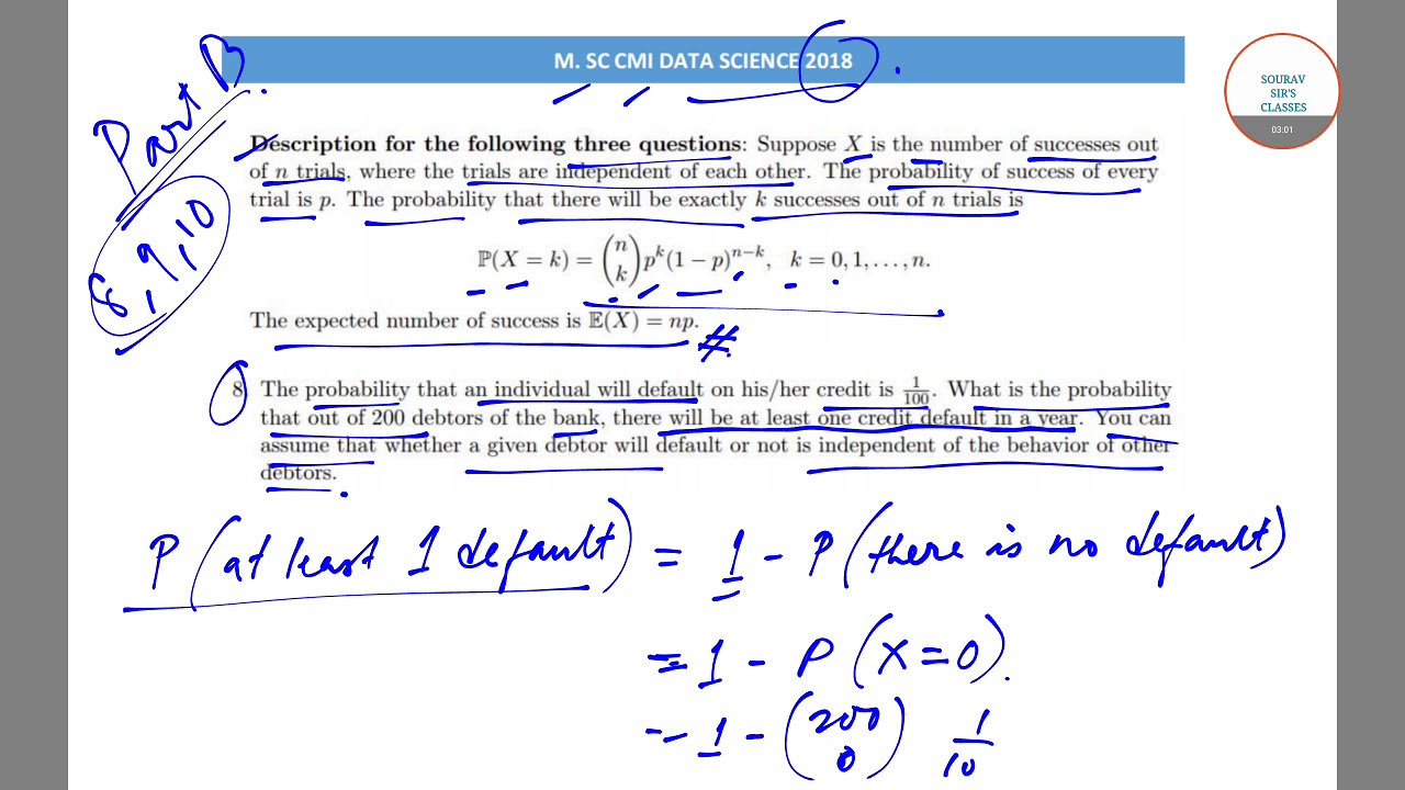 CMI MSC DATA SCIENCE 2018  answer keys solution short cut SOLVE trick SOURAV SIR CLASSES 9836793076