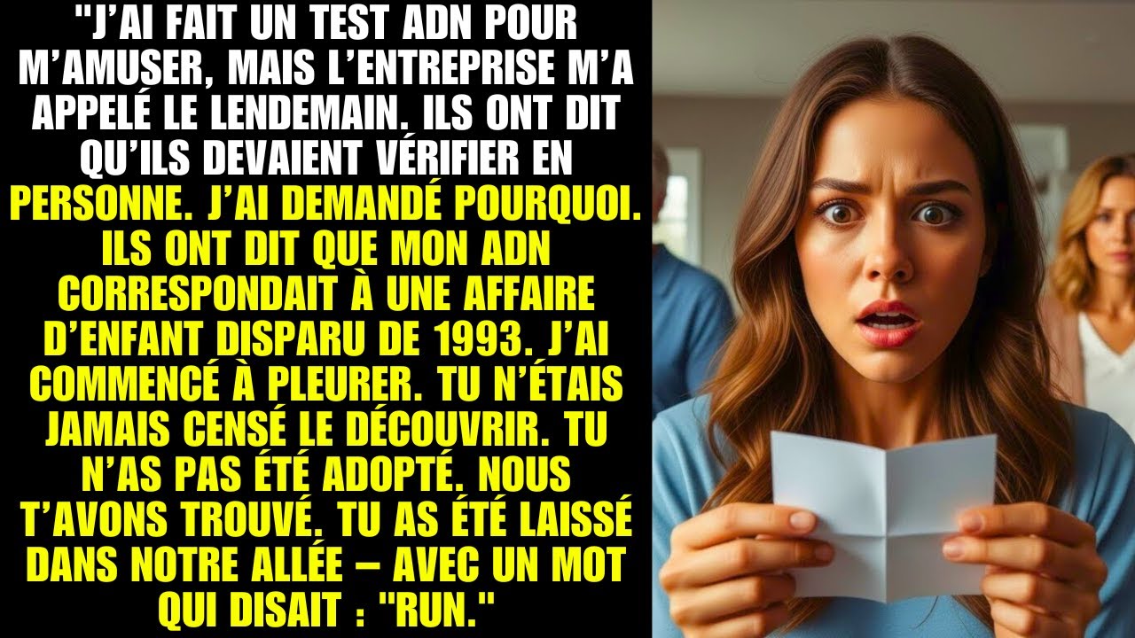 Test ADN pour rire, mais l'appel du lendemain a tout changé.