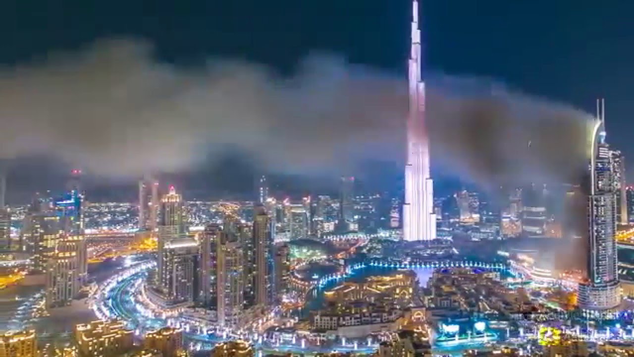 Dubai New Year Fireworks, Burj Khalifa timelapse 2016