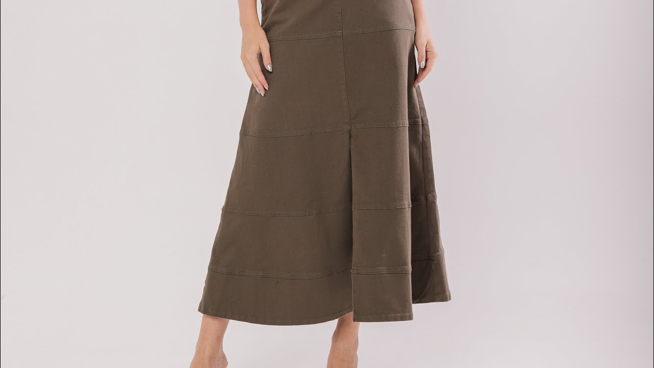 Saia jeans verde militar evase - challot