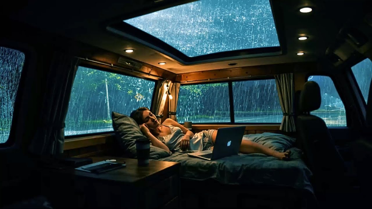 Rain Sounds 🌧 Heavy Rain in a Van at Night – Deep Sleep, Stress Relief & Calm Focus for Better Rest