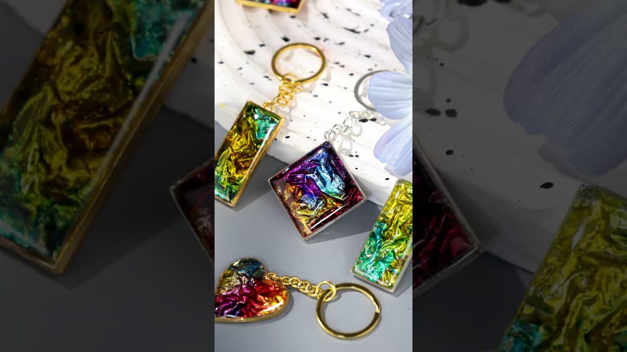 ✨DIY Sparkling Keychains | Alcohol Ink &times; Gold Foil &times; UV Resin✨