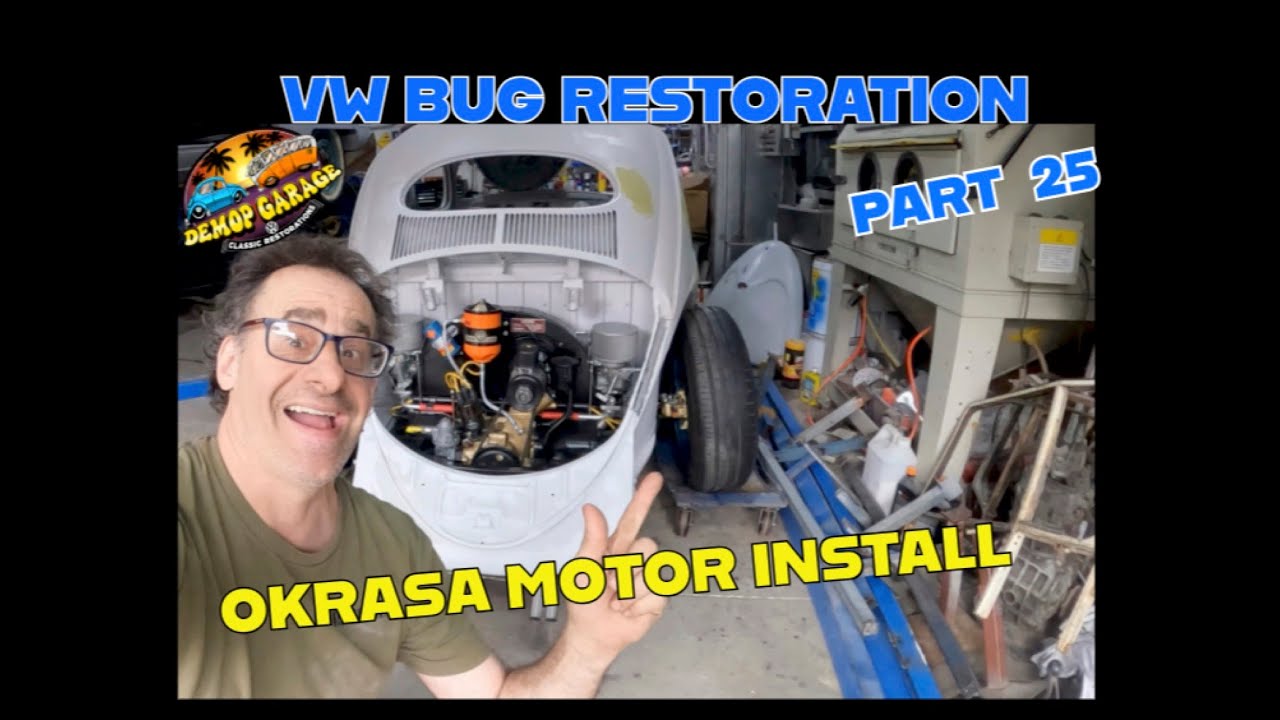 1957 vw oval beetle // Install okrasa motor. #volkswagenrestoration