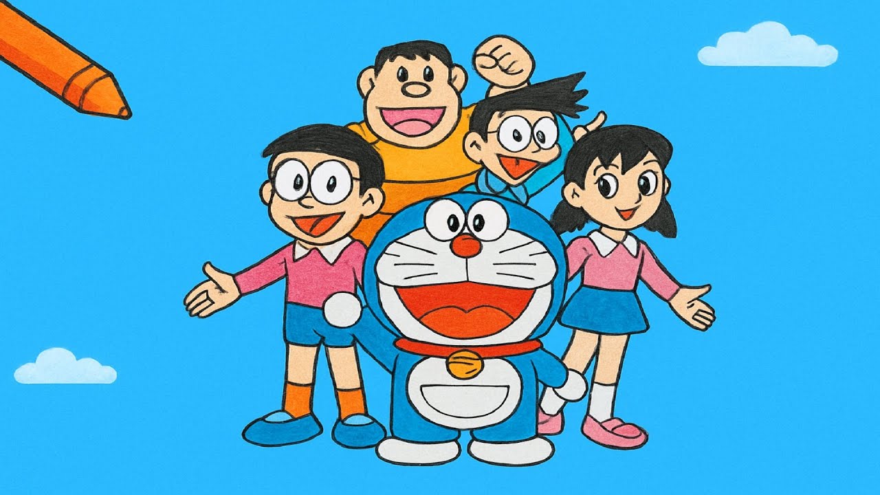 Doraemon Friends Drawing Easy | Easy Cartoon Drawing for Kids | KiddyPen