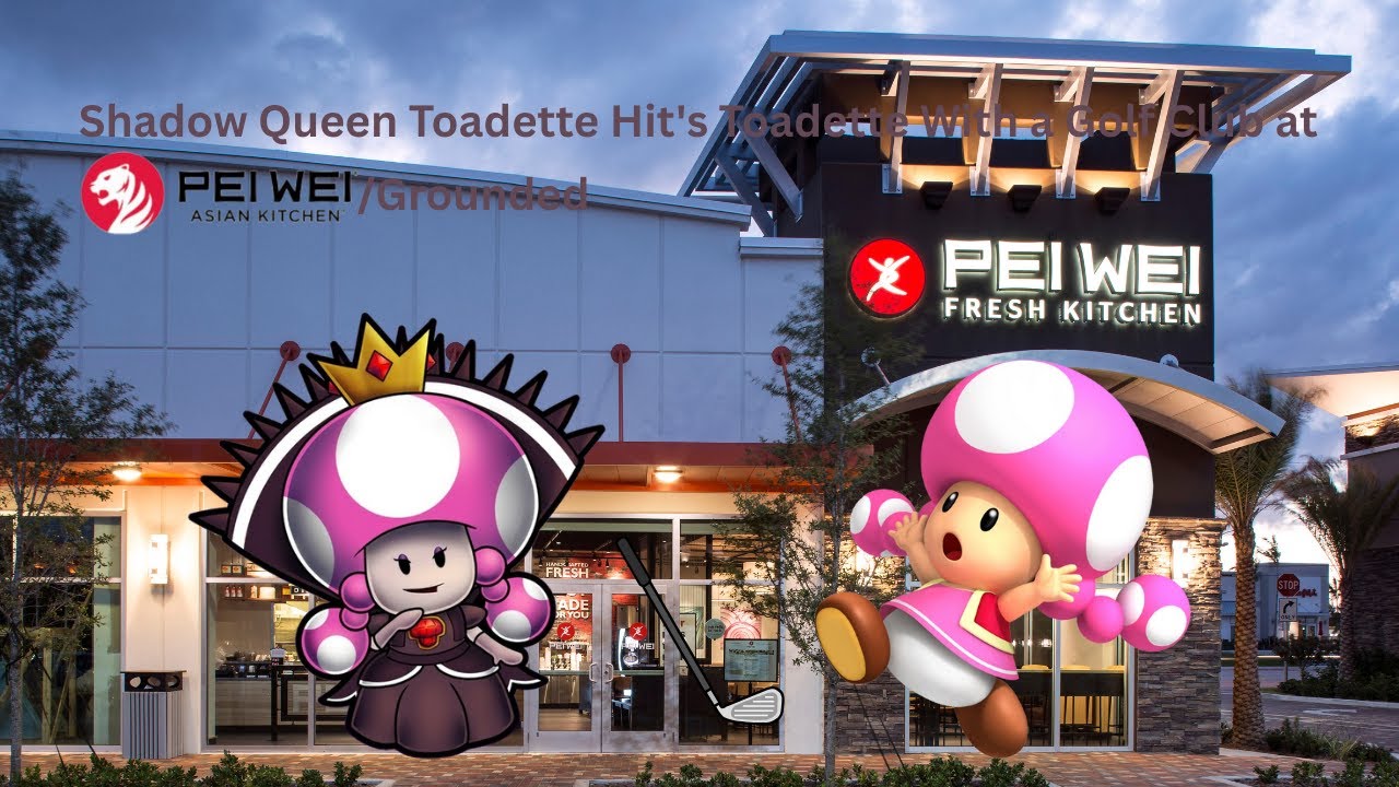 Королева теней Тоадетт ударила Тоадетт клюшкой для гольфа в ресторане Pei Wei Asian Kitchen/Grounded