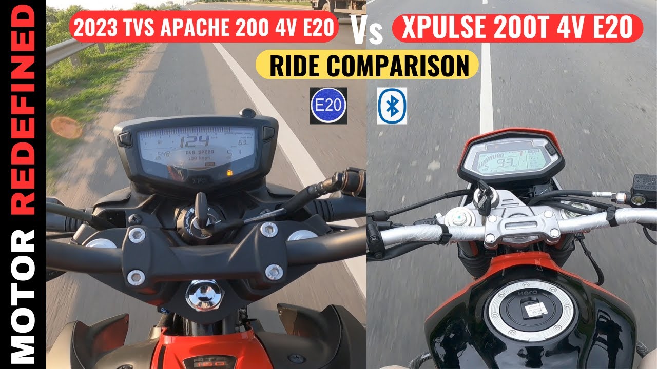2023 TVS Apache 200 4V E20 Vs Hero Xpulse 200T 4V E20 Ride Comparison | Motor Redefined.