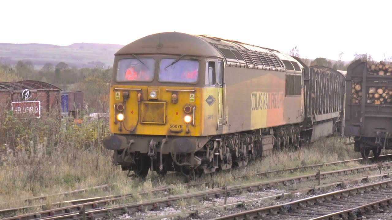 Hellifield Station 56078 shunting & loading Wood + Freight 03/10/2023