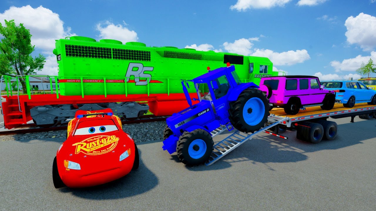 Flatbed Truck Mcqueen | Transportation with Truck - Pothole vs Car #10 -BeamNG.Drive