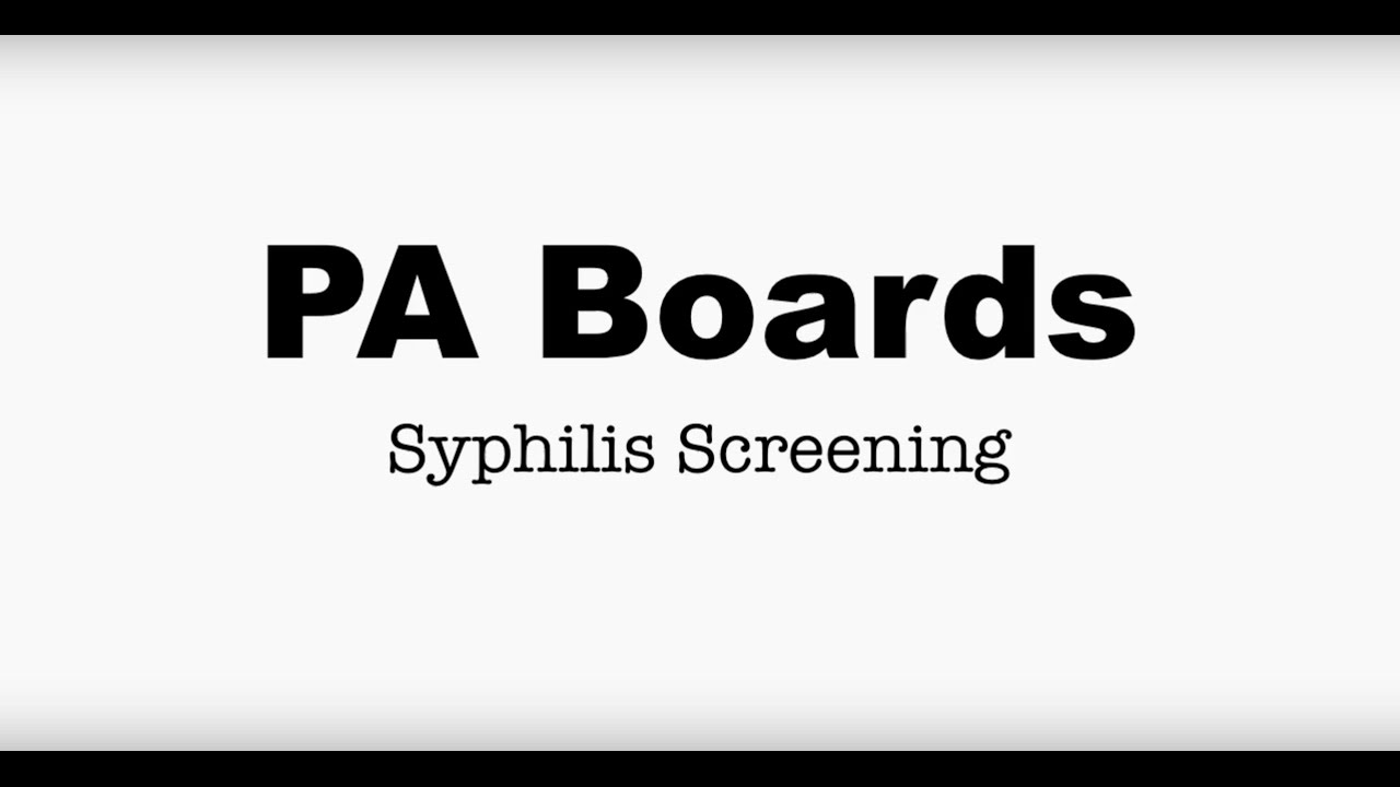Syphillis screening recommendations