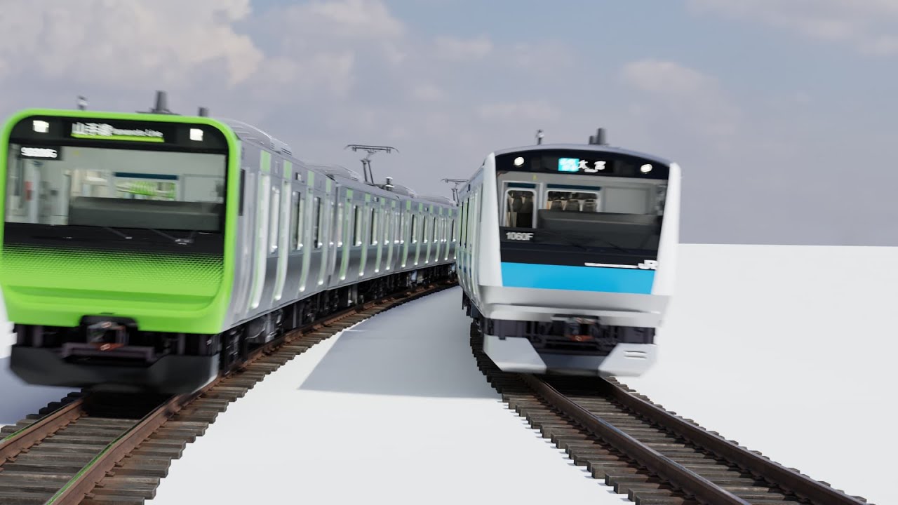 Train Animation - E235 Yamanote Line & E233 Keihin-Tohoku Line
