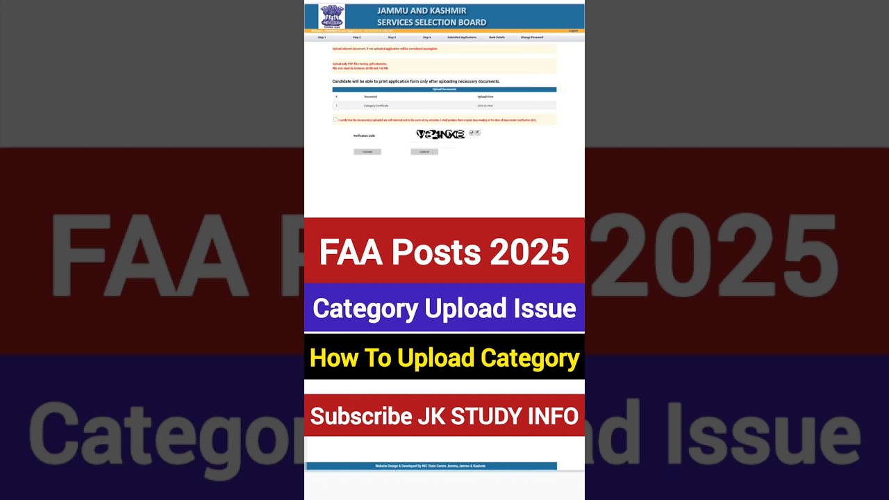 JKSSB Category Issue : How to upload category jkssb | Jkssb faa posts 2025 #jkssb #jkssbfaa