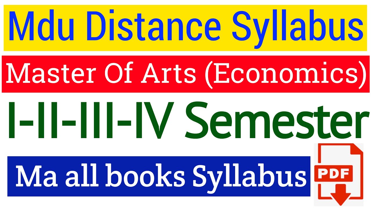Mdu Ma Economics Distance Syllabus | Mdu Distance Ma Economics Syllabus | Mdu Ma Economics Syllabus