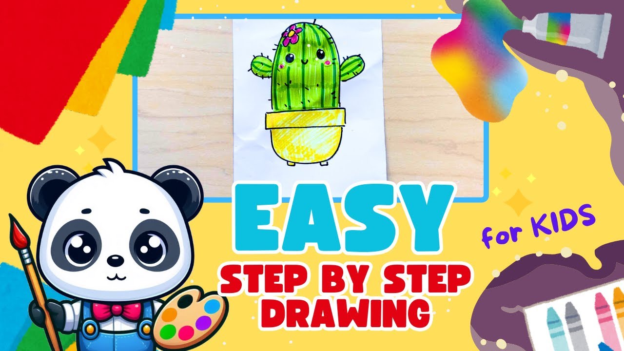 🎨EASY STEP BY STEP DRAWING FOR KIDS 🎨 EASY CACTUS DRAWING FOR KIDS ☀️ Curious Explorers Club