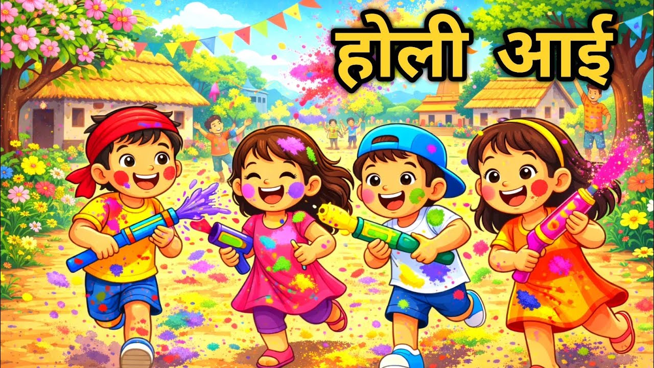 होली आई होली आई | बच्चों की मस्ती भरी कविता | Kids Holi Poem in Hindi