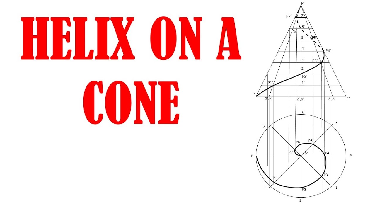 Helix on a cone #conicalhelix #engineering #engineeringdrawing #curves #manojsonawane